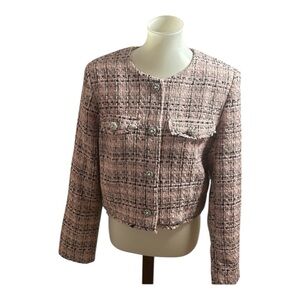 Wild Fable Soft Pink Cropped Tweed Blazer